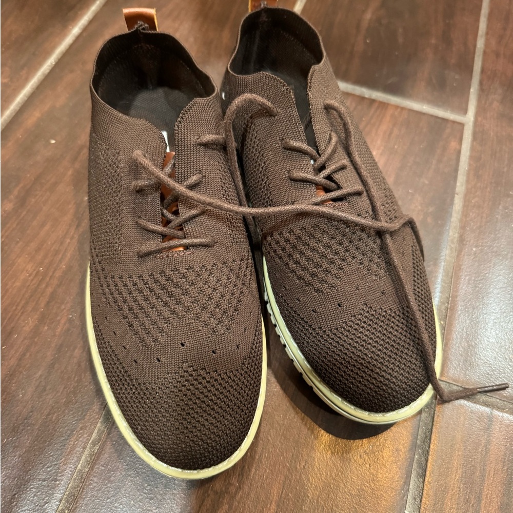 Steve Madden Brown Knit Lace-Up Kids Dress Shoes